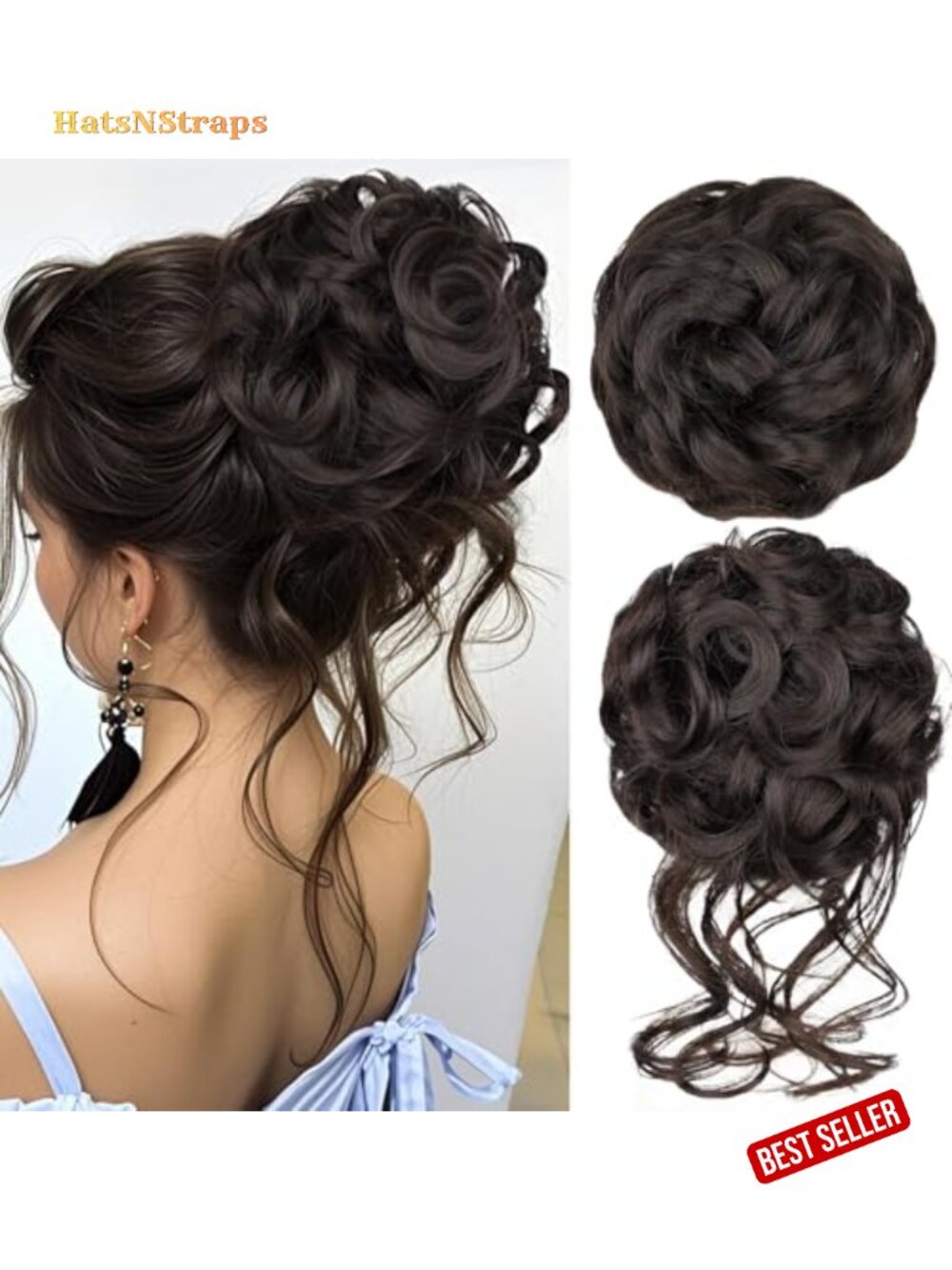 2PCS Messy Bun Hair Pieces Heat Resistant Synthetic Hair Extensions